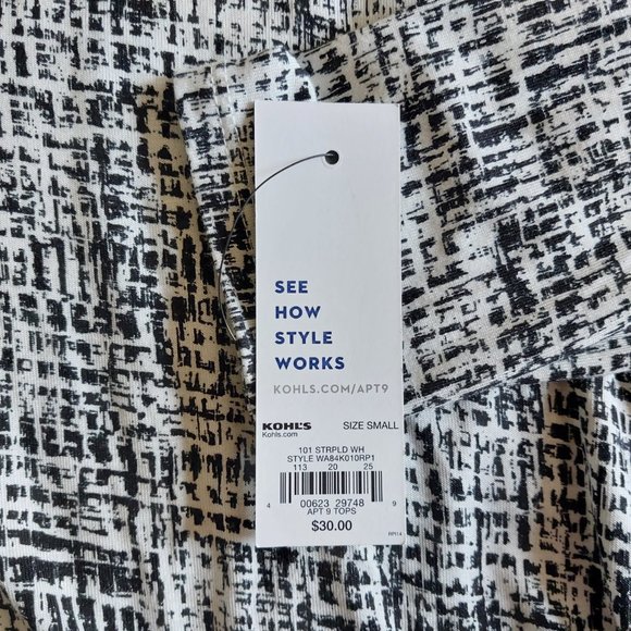 APT. 9 Black & White Soft Knit Tunic Wrap Top NWT - Picture 5 of 7